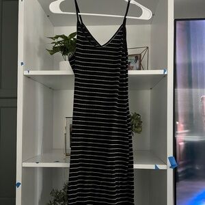 Black stripe midi dress